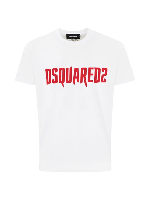 T-shirt con stampa Horror Red Logo in cotone bianco DSQUARED2 | S74GD1313 D20014100